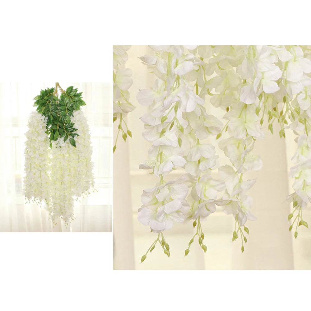 Guirlande de fleurs artificielles de glycine - 12 pièces pour déco mariage