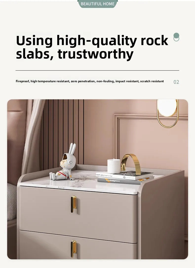 Table de chevet multifonctionnelle avec 3 tiroirs pour chambre