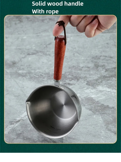 Marmite en inox avec manche en bois - Casserole épaisse 1PC