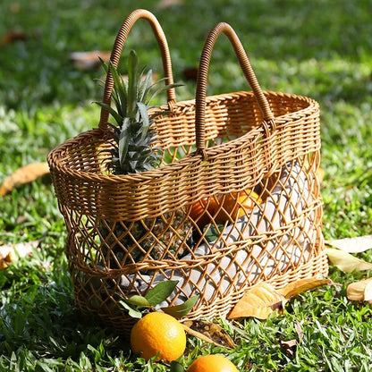 Panier tissé en rotin : luxe pour pique-nique et rangement