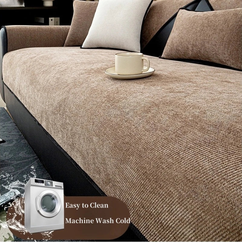 Housse de canapé en Chenille Sergé Antidérapante - Style Minimaliste