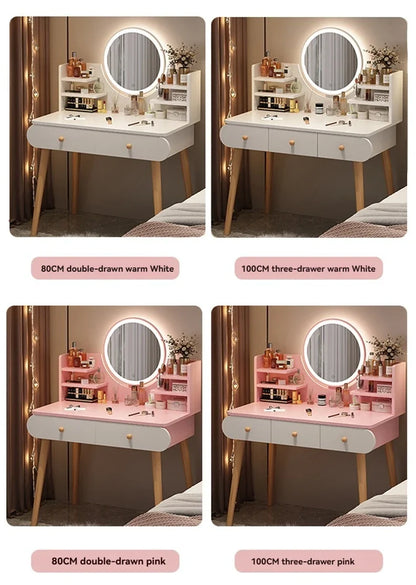 Coiffeuse moderne avec miroir et rangement, petite et élégante