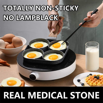 Poêle à œufs et crêpes antiadhésive 4 tasses - Compatible gaz & induction