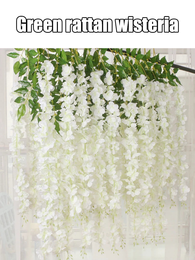 Guirlande de fleurs artificielles de glycine - 12 pièces pour déco mariage