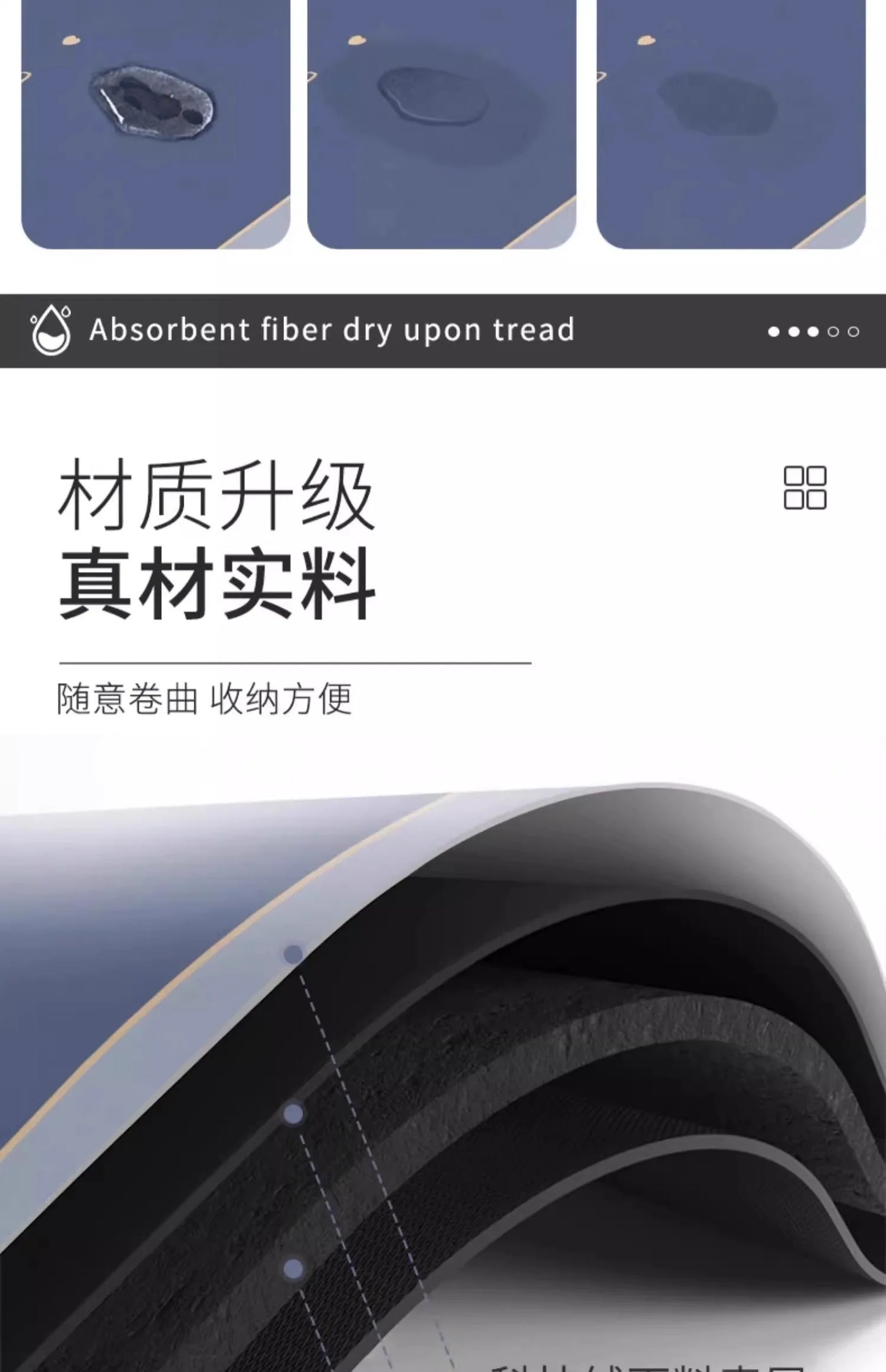 Tapis de Bain en Diatomite Antidérapant - Séchage Rapide & Lavable