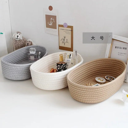 Paniers de rangement en corde de coton pour bureau et cosmétiques
