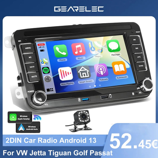 Autoradio Android 7" GPS Carplay pour VW, Seat, Audi - 2Din
