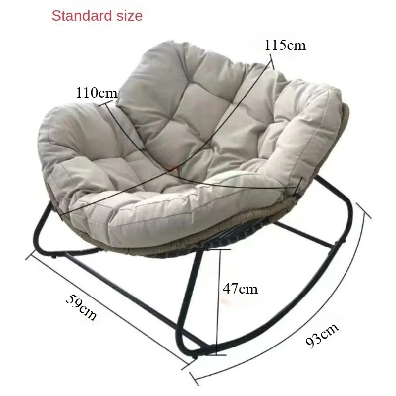 Chaise à bascule en rotin tissé - Confort paresseux pour balcon