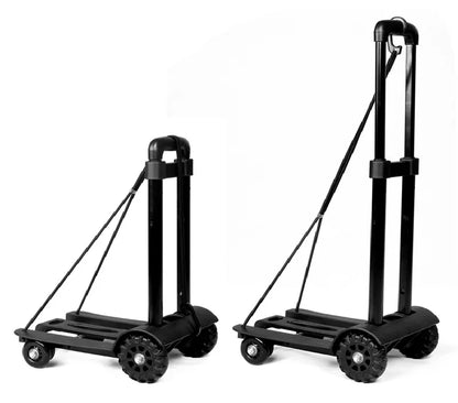Chariot de courses pliable 2/4 roues avec tige de traction