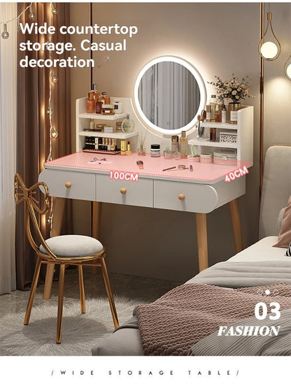 Coiffeuse moderne avec miroir et rangement, petite et élégante