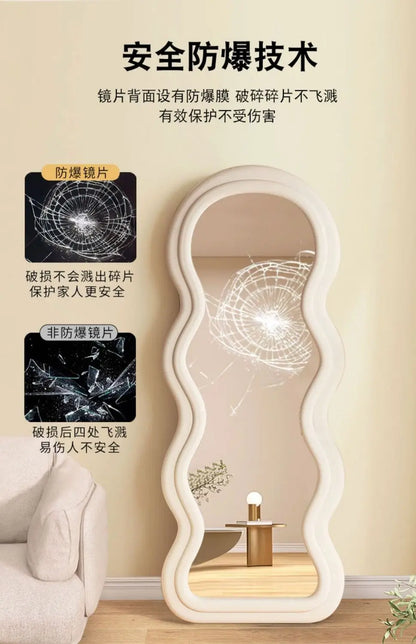 Miroir ondulé pleine longueur, design nordique luxe, livraison gratuite