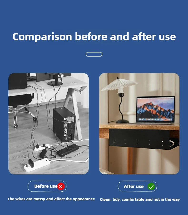 Organisateur de câbles pour bureau et maison - Boîte de rangement élégante