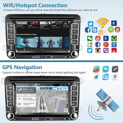 Autoradio Android 7" GPS Carplay pour VW, Seat, Audi - 2Din