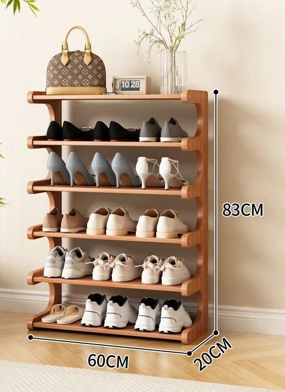 Étagère à chaussures en bois multi-niveaux pour rangement pratique