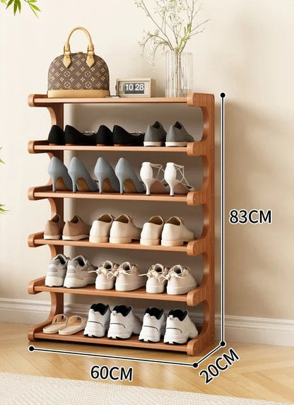 Étagère à chaussures en bois multi-niveaux pour rangement pratique