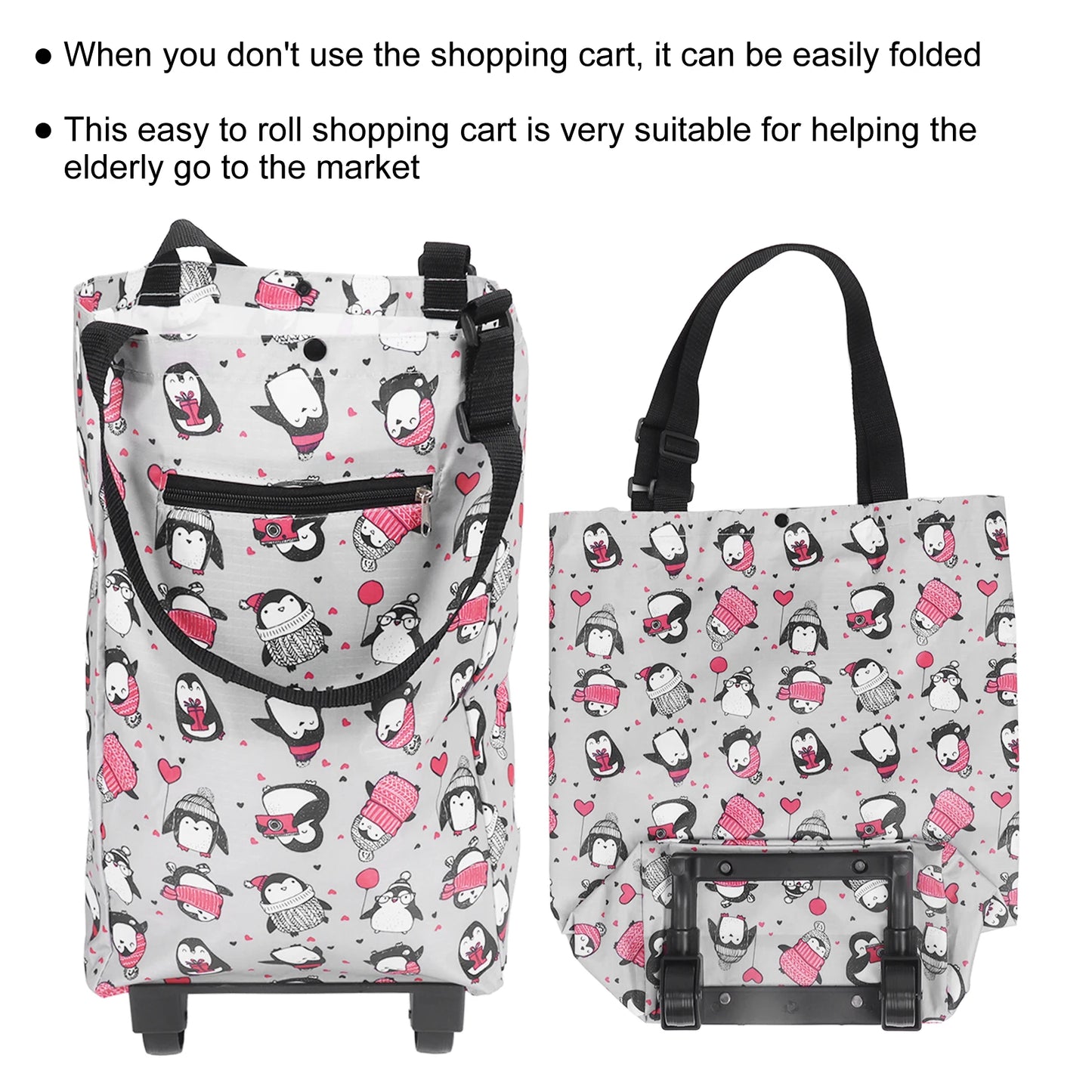 Chariot de Shopping Pliable avec Roulettes pour Homme - Pratique et Fonctionnel