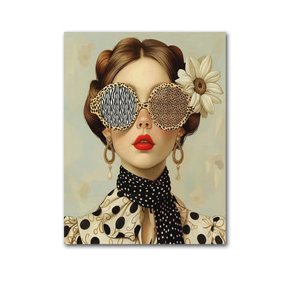 Art mural femme boho avec fleurs et papillon - toile grande taille