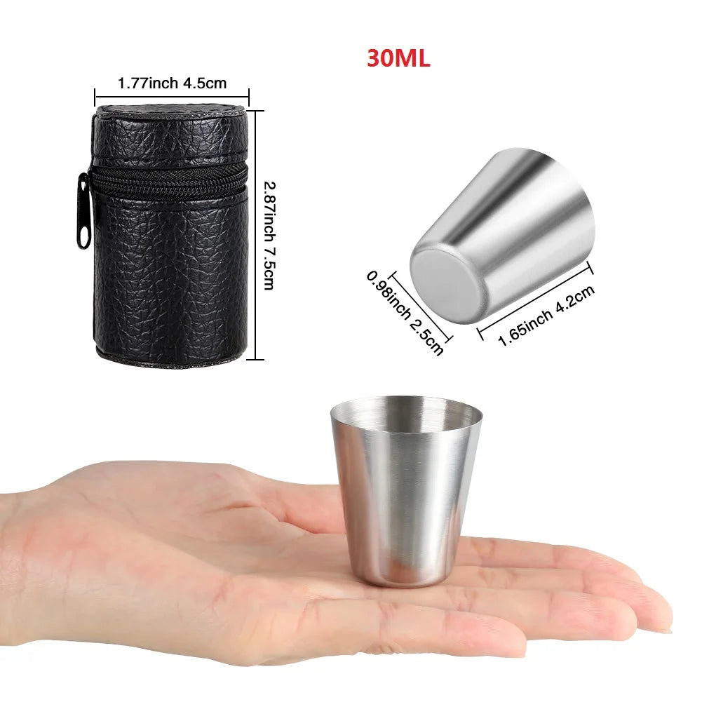 Ensemble de tasses en acier inoxydable pour voyage - 4/6 mini verres à whisky/vin