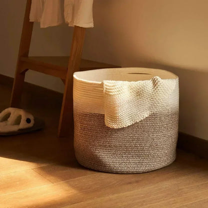 Panier à Linge en Corde de Coton - Panier de Rangement Pliable Luxe