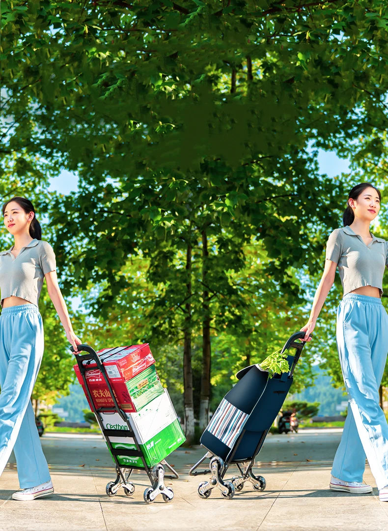 Chariot d'épicerie léger et pliable pour escalier - Idéal voyage