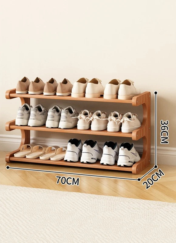 Étagère à chaussures en bois multi-niveaux pour rangement pratique
