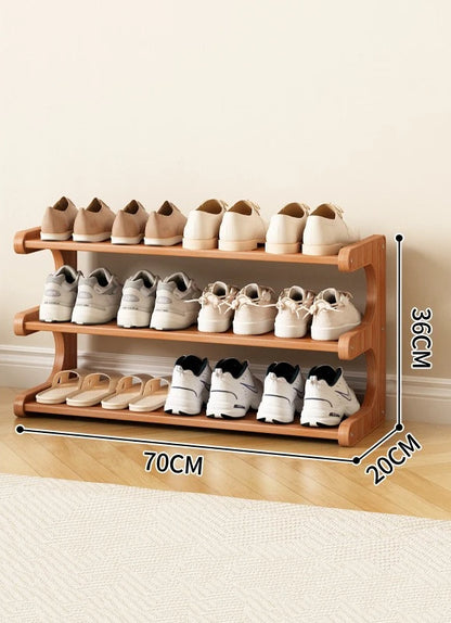 Étagère à chaussures en bois multi-niveaux pour rangement pratique