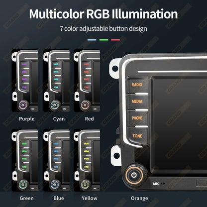 Autoradio GPS Android 13 pour VW, Skoda, Golf, Passat - 2Din