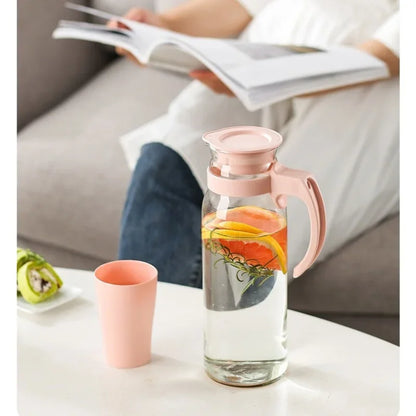 Pichet en verre résistant à la chaleur avec couvercle et poignée