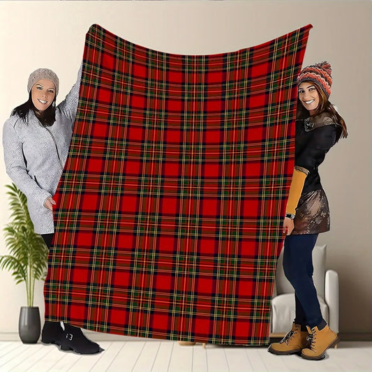 Couverture en flanelle à carreaux rouges pour lit et canapé