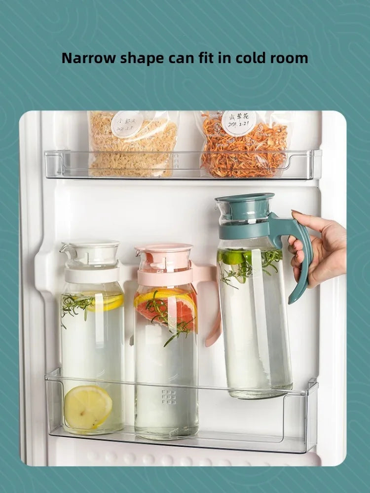 Pichet en verre résistant à la chaleur avec couvercle et poignée