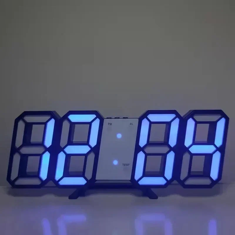 Réveil numérique LED 3D : Horloge murale avec date et température