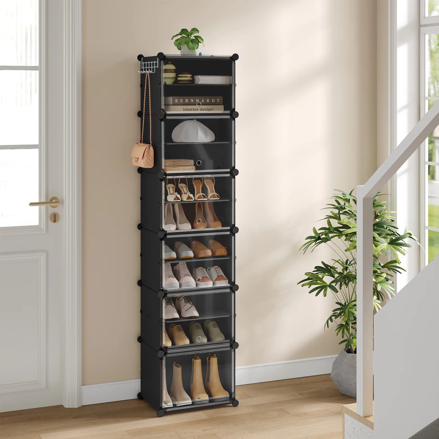 Armoire à chaussures pliable en PP transparent - Organisateur modulaire