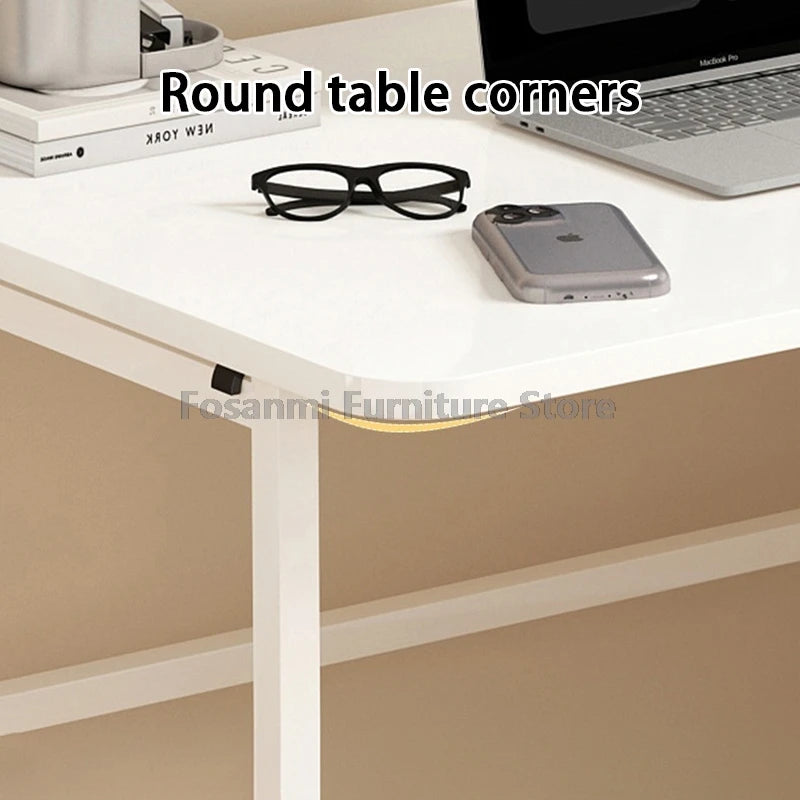 Bureau pliable blanc compact avec roulettes pour bureau à domicile