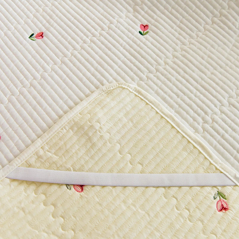 Ensemble Couvre-lit Matelassé Chic en Coton - 3 Pièces avec Taies