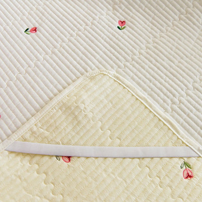 Ensemble Couvre-lit Matelassé Chic en Coton - 3 Pièces avec Taies