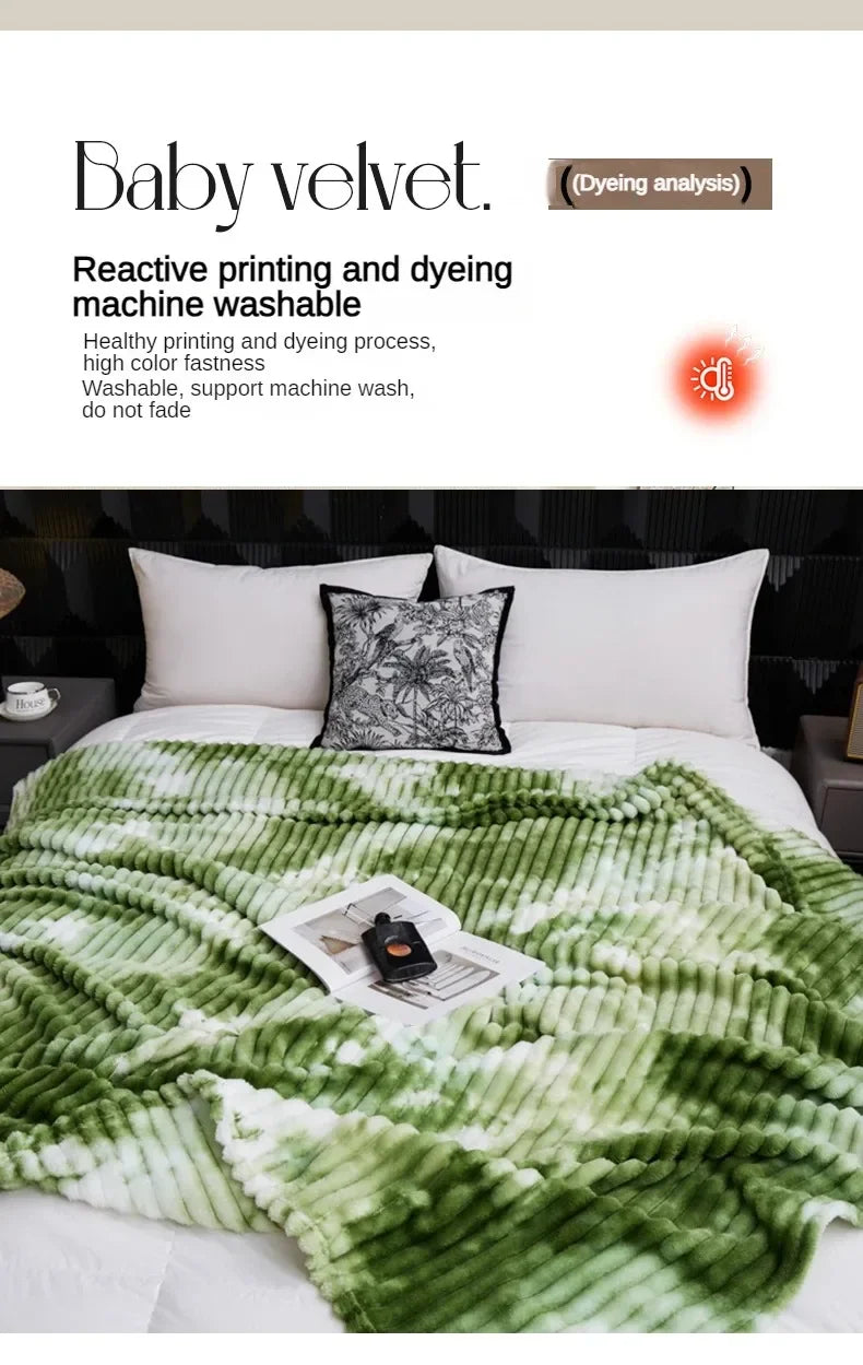 Couverture polaire chaude pour lit - Flanelle teinture par nouage