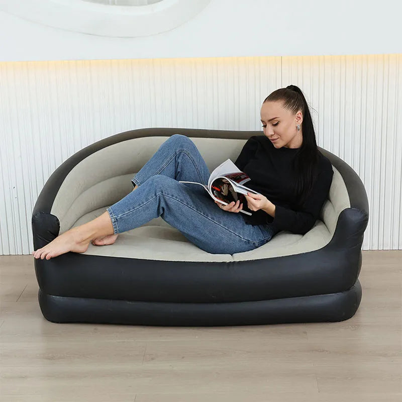 Canapé gonflable portable d'extérieur pliant pour camping - Double incliné