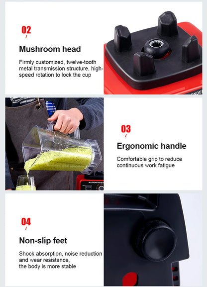 Mélangeur commercial 2000W sans BPA - Robot culinaire puissant