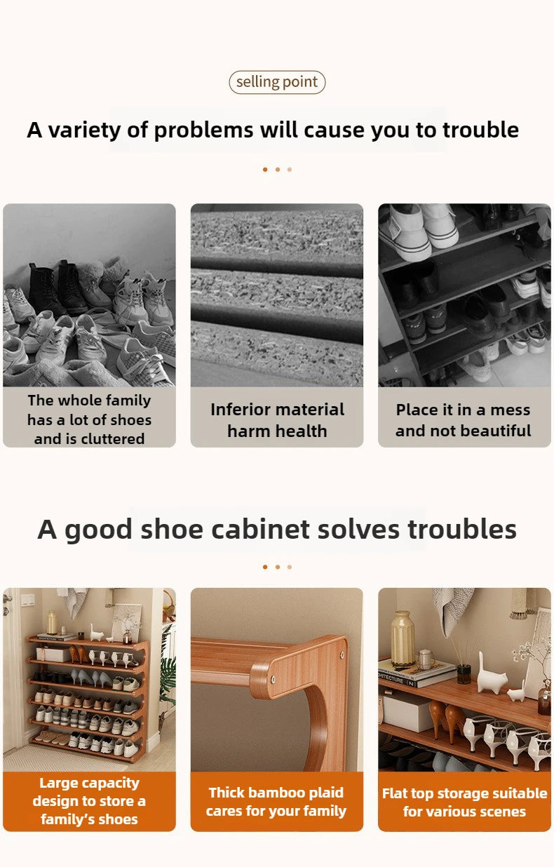 Étagère à chaussures en bois multi-niveaux pour rangement pratique