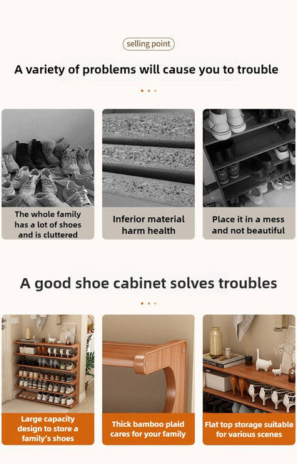 Étagère à chaussures en bois multi-niveaux pour rangement pratique