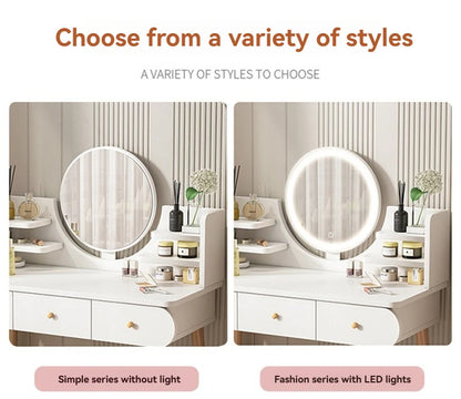 Coiffeuse moderne avec miroir et rangement, petite et élégante