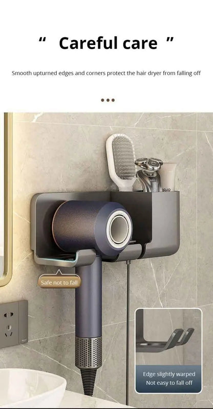 Sèche-Cheveux Mur Monté - Rack de Stockage Sans Poinçonnage
