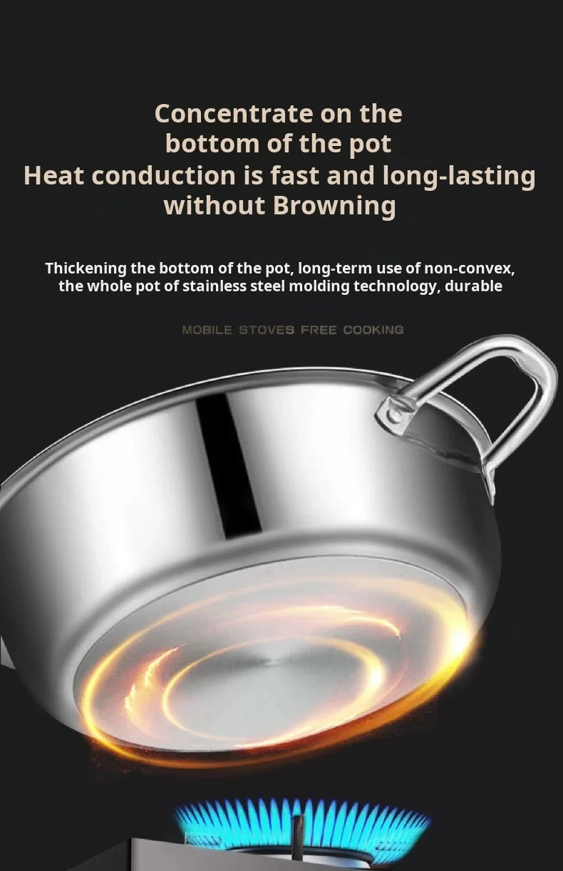 Marmite à Soupe en Acier Inoxydable 410 - Wok Antiadhésif avec Couvercle