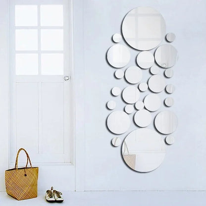 Miroir mural acrylique 3D rond - Décoration DIY pour chambre et salle de bains