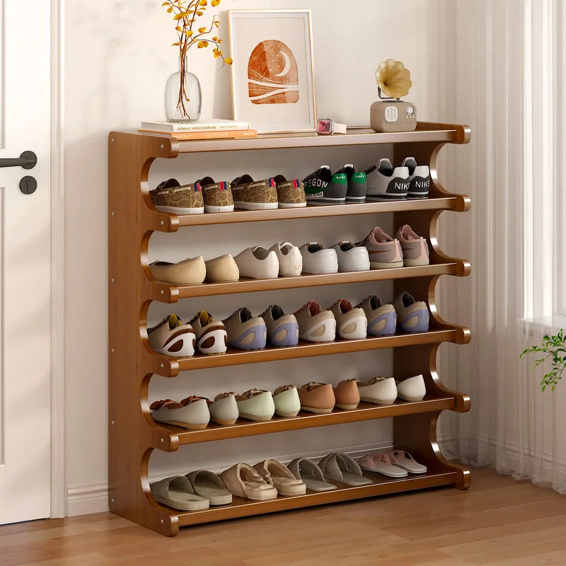 Étagère à chaussures en bois multi-niveaux pour rangement pratique