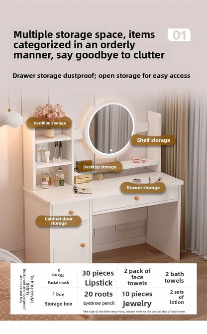 Commode avec Miroir : Table de Maquillage Rangement Petit Appartement