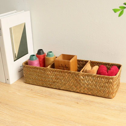 Panier de rangement tissé à la main avec couvercle - Organisateur élégant
