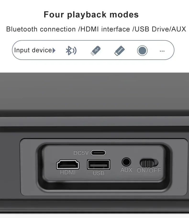 Barre de son 9D avec caisson de basses, Bluetooth & HDMI