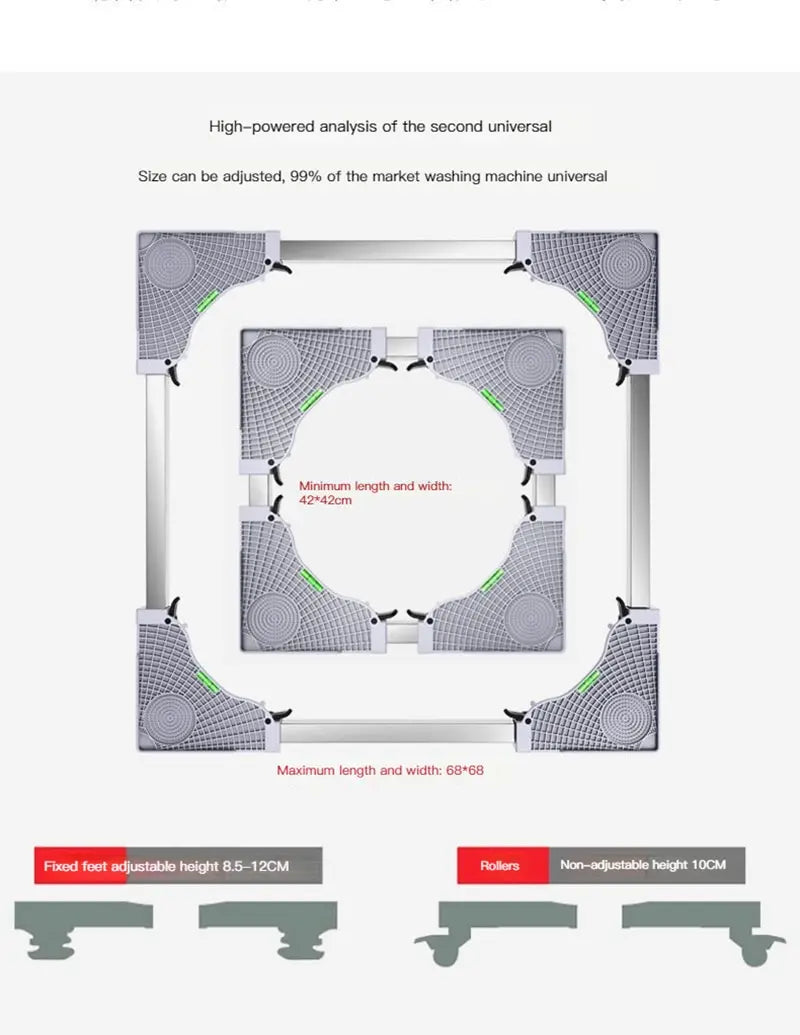 Base réglable multifonction pour lave-linge et réfrigérateur