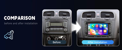 Autoradio Android 7" GPS Carplay pour VW, Seat, Audi - 2Din